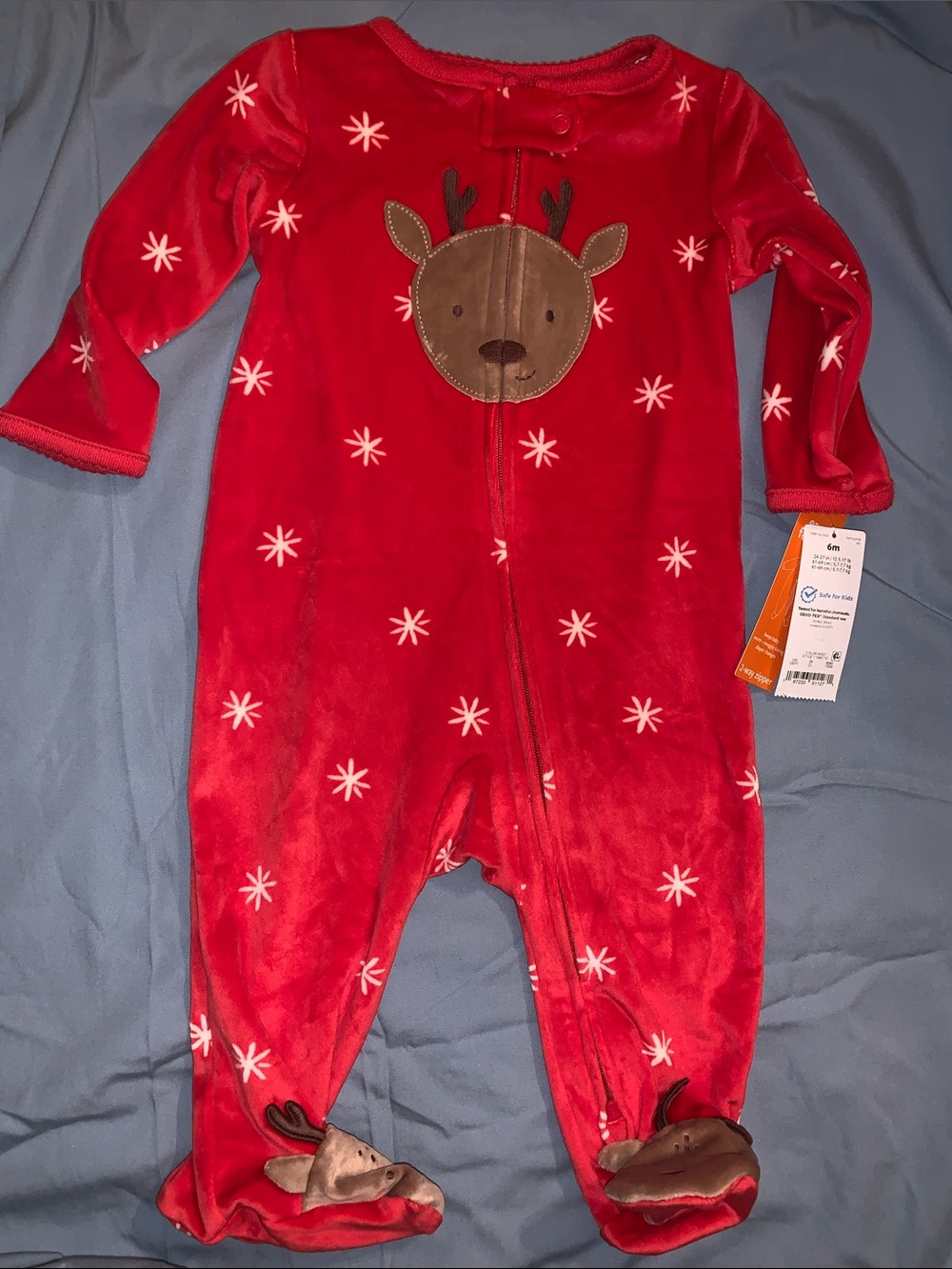 Carter's Red Reindeer Footed One-Piece 6months